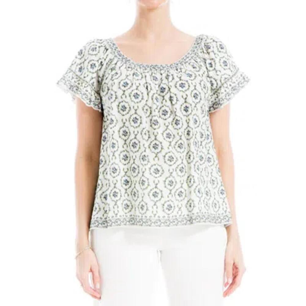 Max Studio Floral Flutter Sleeve -‎ Small